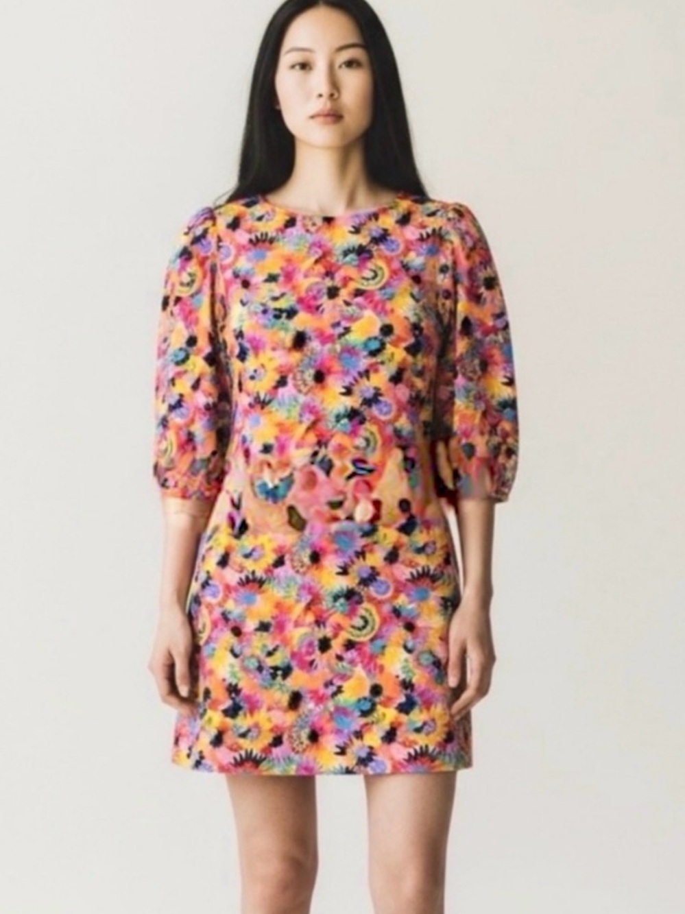 TIBI NY Multicolor Y2K Floral Silk Mini Ooen Back  Dress 4 Hippie